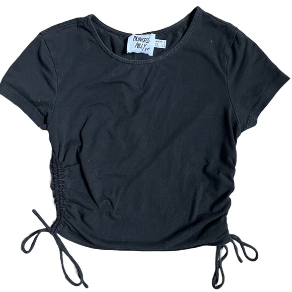 PRINCESS POLLY BLACK EVANT” SHORT SLEEVE CROPPED FITTED TOP SIZE 0 - Picture 2 of 6